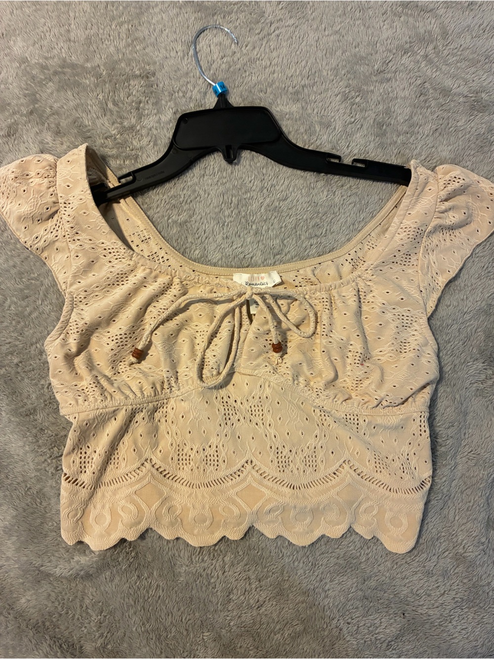 Urban Outfitters Cream Eyelet Tie-Front Tank
